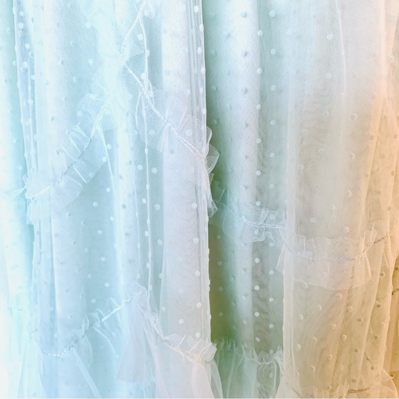 Polagram Mint Green Tulle Swiss Dot Smocked Tiered Dress. - Picture 10 of 16